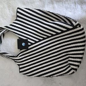 SHEIN Black and White Striped Tote Bag